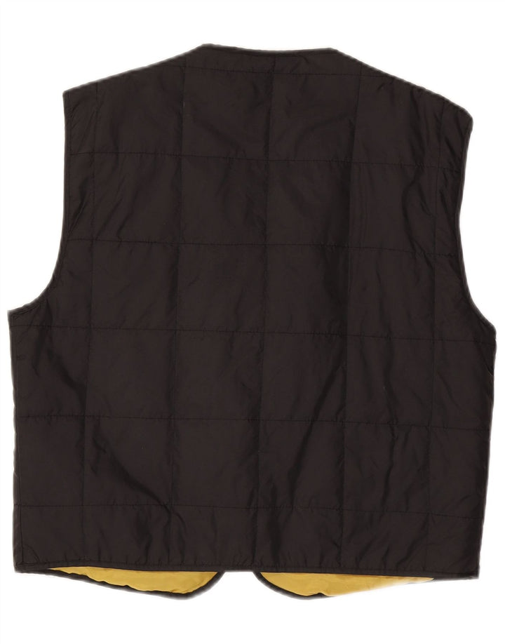 VINTAGE Womens Padded Gilet UK 16 Large Black Polyester