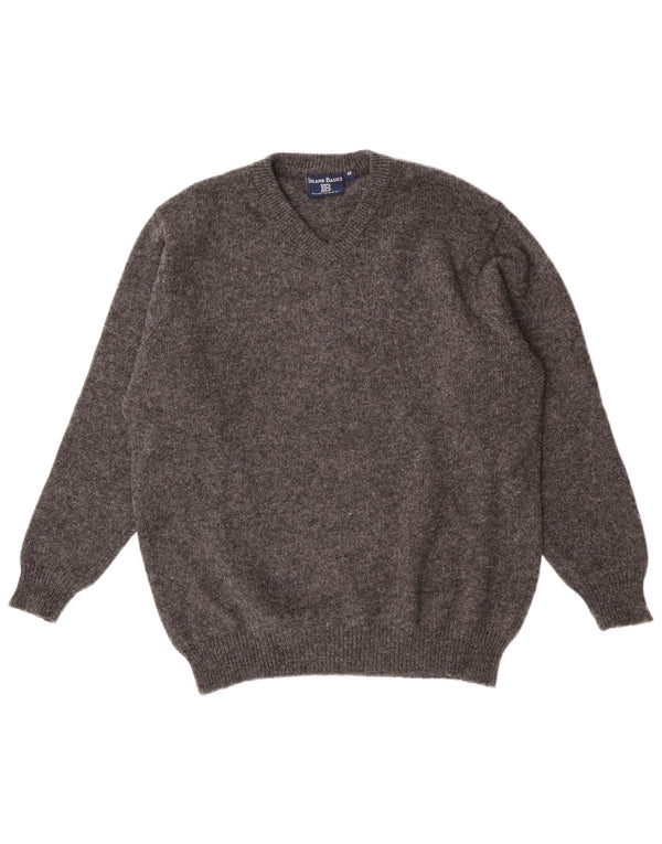 Vintage Mens V-Neck Jumper Sweater IT 54 XL Grey Wool