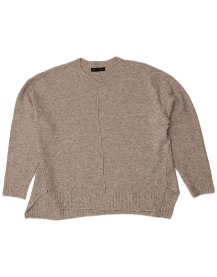 Marks & Spencer Womens Oversized Crew Neck Jumper Sweater UK 16 Large Grey