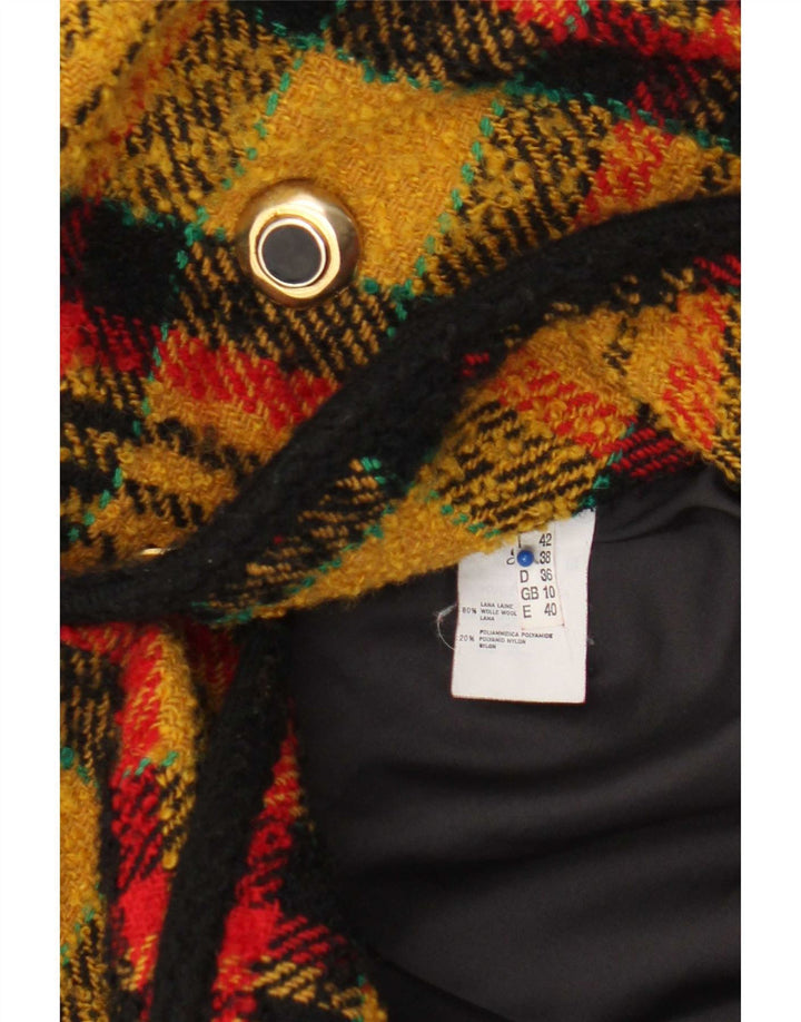 Vintage Womens Double Breasted Blazer Jacket UK 10 Small Yellow Check