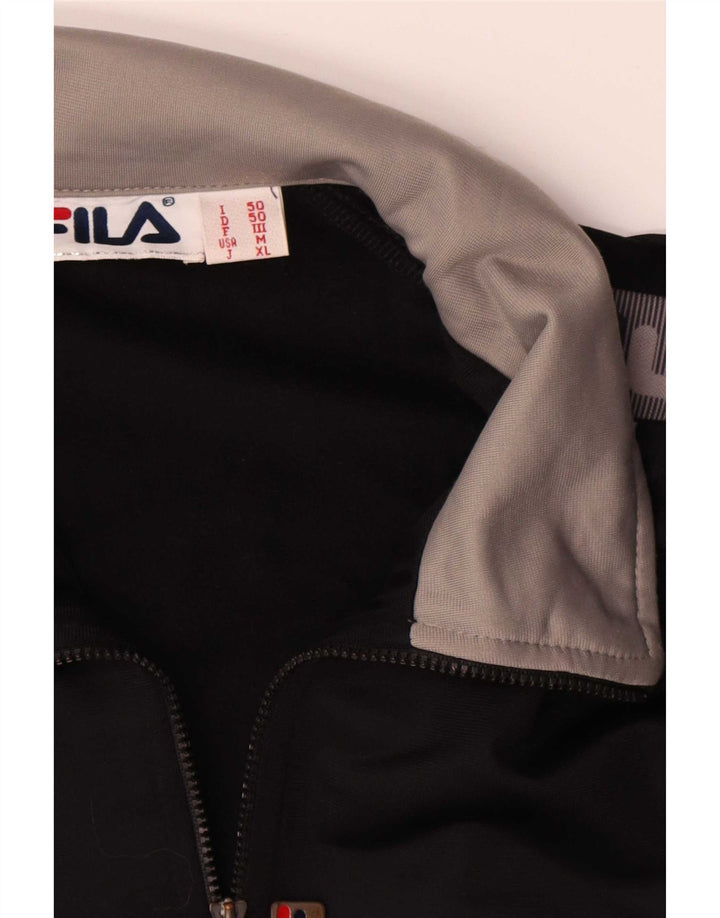 Fila Mens Graphic Tracksuit Top Jacket IT 50 Medium Black Colourblock
