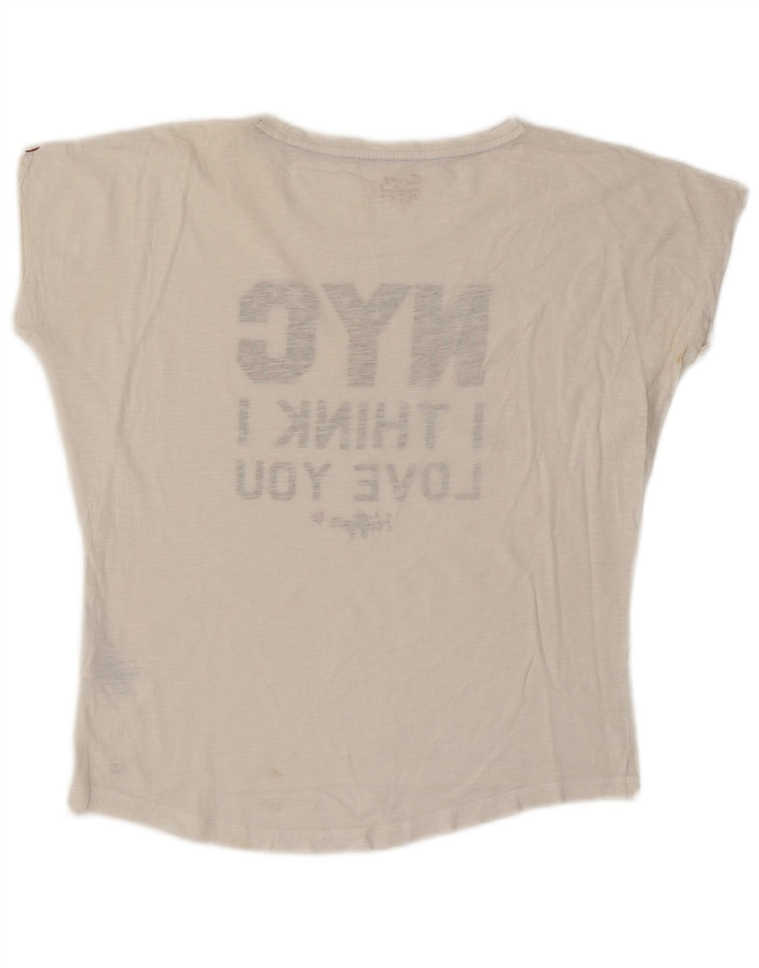 TOMMY HILFIGER Womens Oversized Graphic T-Shirt Top UK 10 Small White