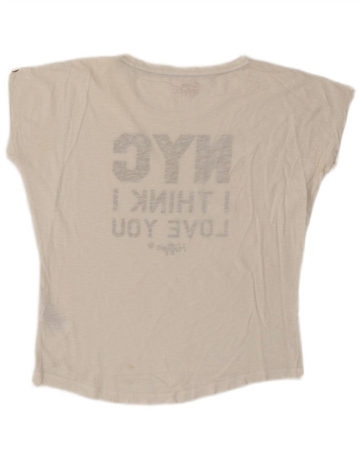 TOMMY HILFIGER Womens Oversized Graphic T-Shirt Top UK 10 Small White