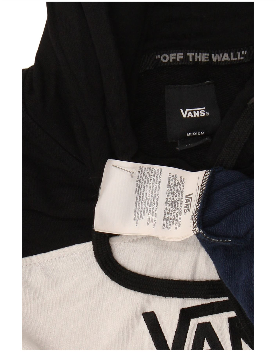 VANS Mens Graphic Hoodie Jumper Medium Multicoloured Colourblock Cotton