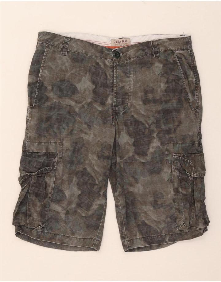 Zara Mens Cargo Shorts EU 40 Medium W31 Khaki Cotton