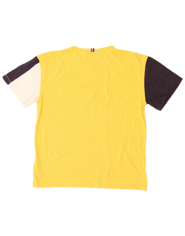 Tommy Hilfiger Boys T-Shirt Top 13-14 Years Yellow Colourblock Cotton