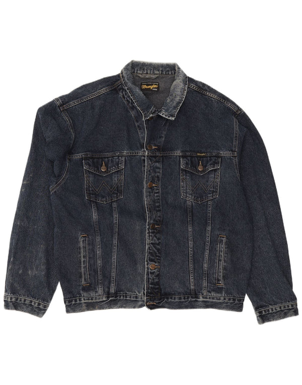 Wrangler Mens Denim Jacket UK 46 3XL Navy Blue Cotton Classic