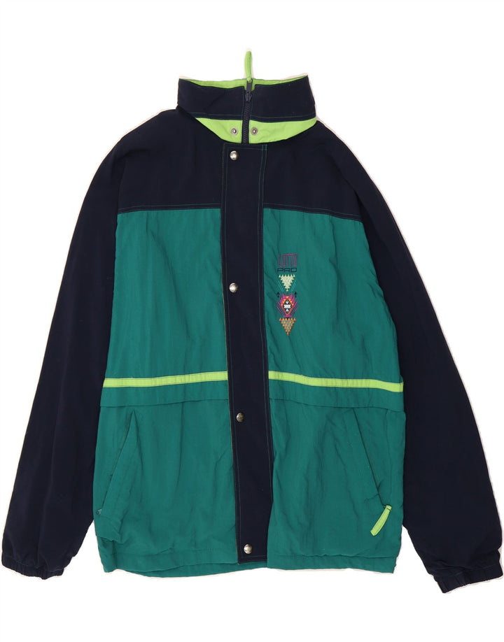 LOTTO Mens Rain Jacket UK 38 Medium Blue Colourblock Nylon Vintage Lotto and Second-Hand Lotto from Messina Hembry 