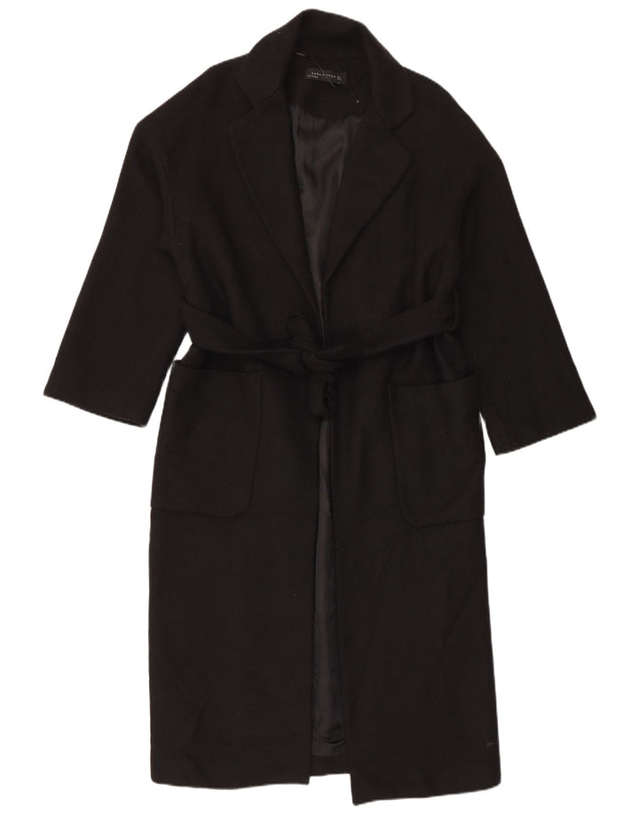 Zara Womens Oversized Overcoat UK 10 Small Black Wool