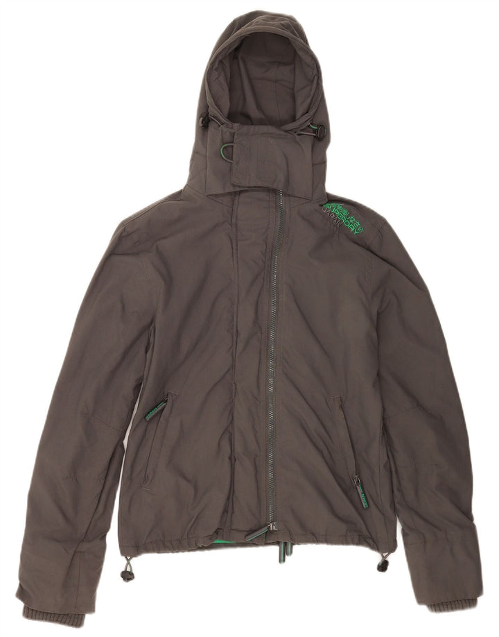 Superdry Womens Hooded Windbreaker Jacket UK 10 Small Grey Nylon