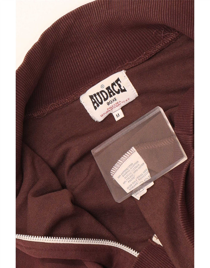 Vintage Mens Graphic Tracksuit Top Jacket Medium Brown Cotton