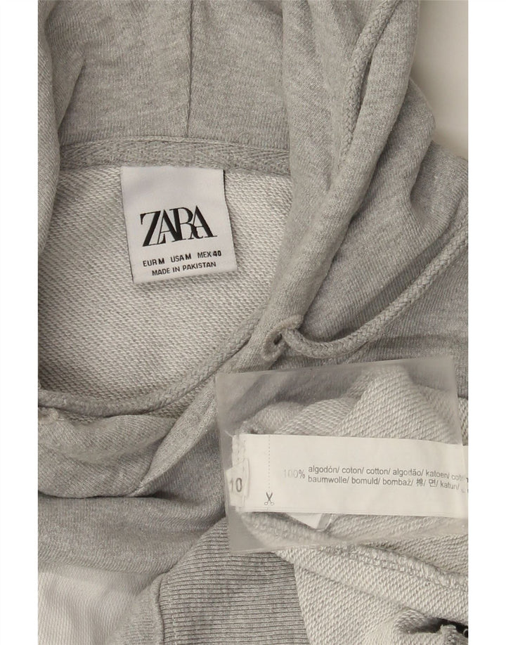 Zara Mens Hoodie Jumper Medium Grey Colourblock Cotton