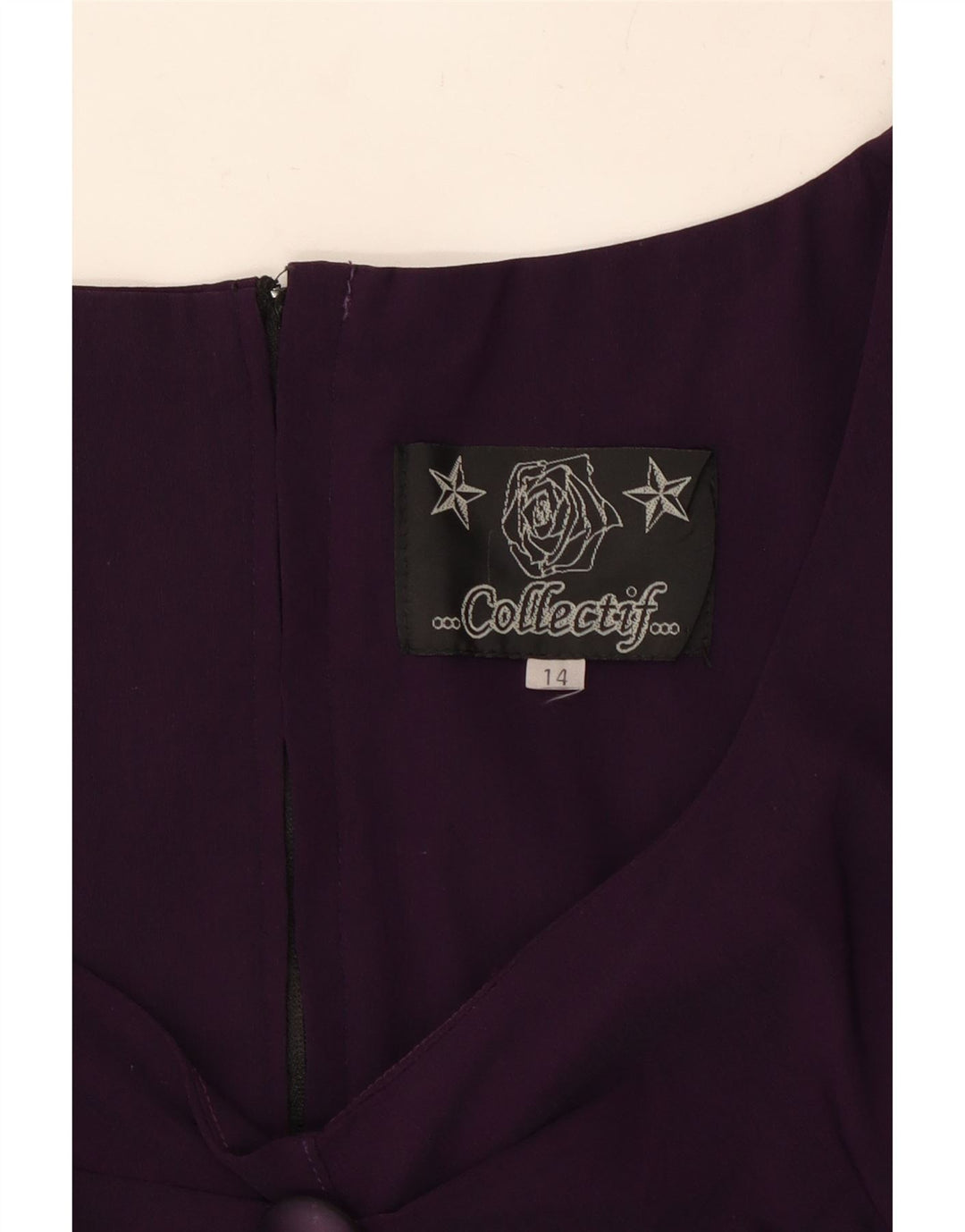 COLLECTIF Womens 3/4 Sleeve Sheath Dress UK 14 Large Purple