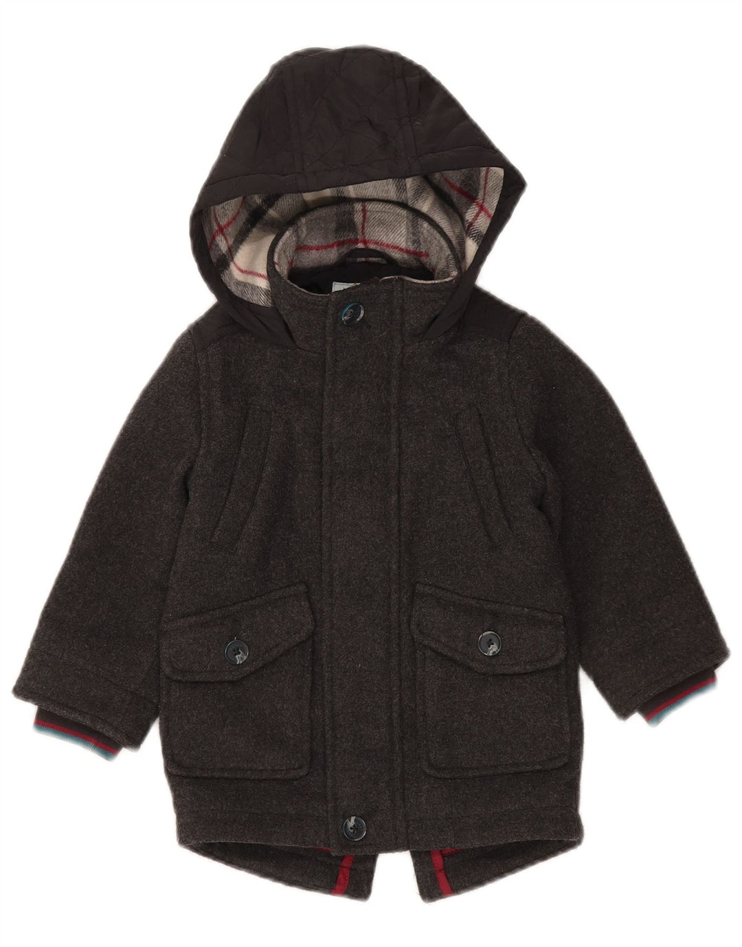 Ted Baker Boys Hooded Parka Jacket 2-3 Years Grey Polyester