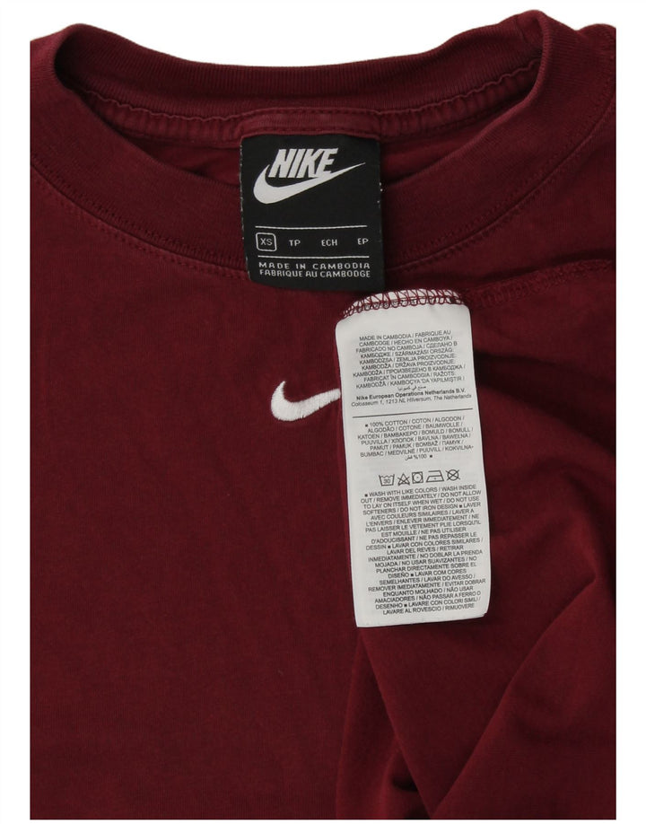 NIKE Womens T-Shirt Top UK 6 XS Burgundy Cotton