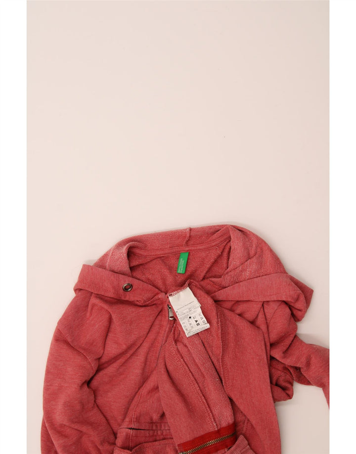 BENETTON Womens Zip Hoodie Sweater UK 12 Medium Maroon Polyester Vintage Benetton and Second-Hand Benetton from Messina Hembry 