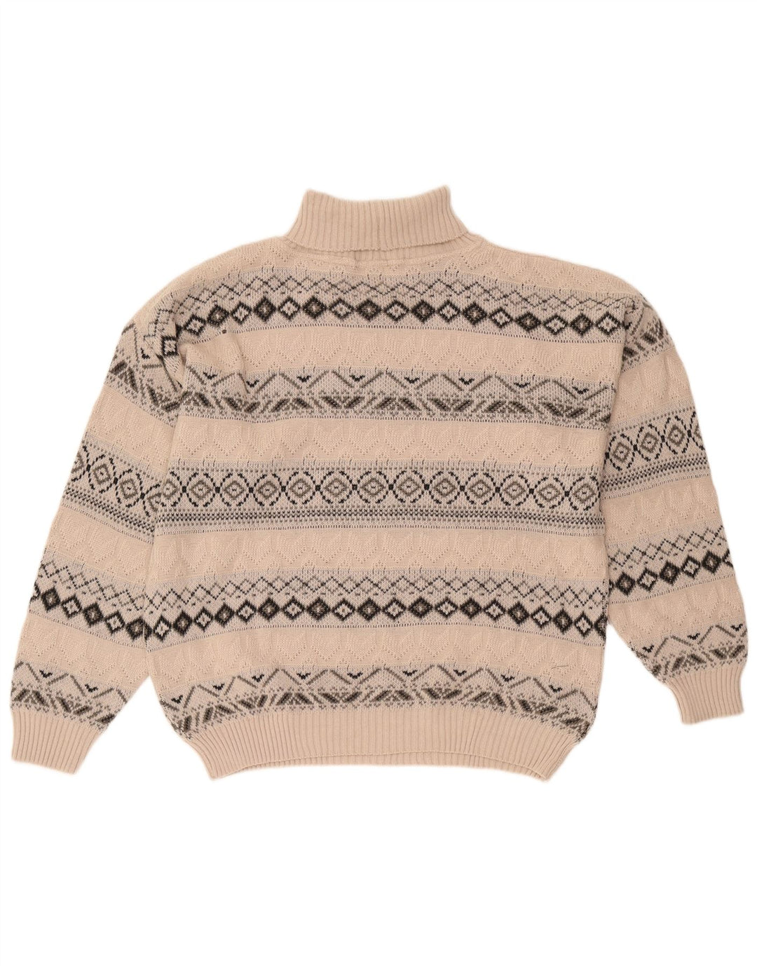 Starter Mens Roll Neck Jumper Sweater XL Beige Geometric Wool