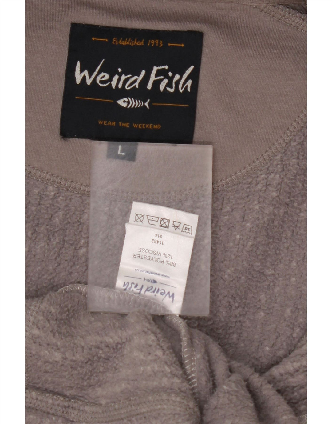 WEIRD FISH Mens Fleece Jacket UK 40 Large Grey Polyester