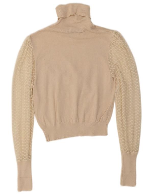 Zara Womens Crop Roll Neck Jumper Sweater UK 8 Small Beige