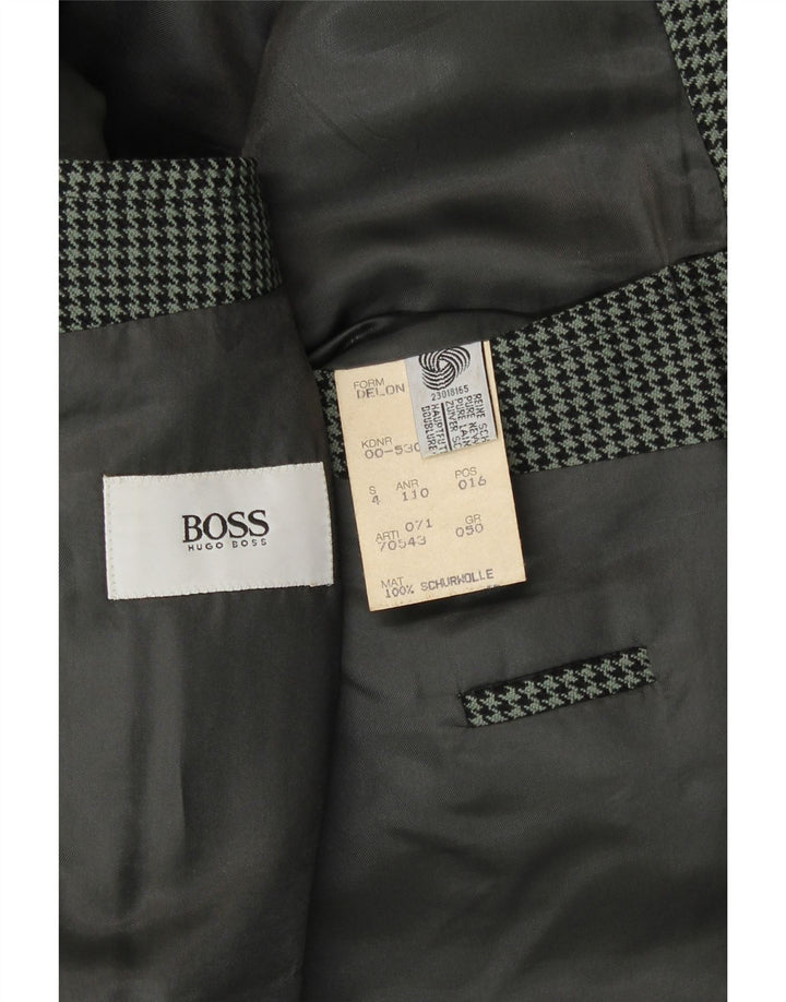 Hugo Boss Mens Blazer Jacket IT 50 Large Green Houndstooth New Wool