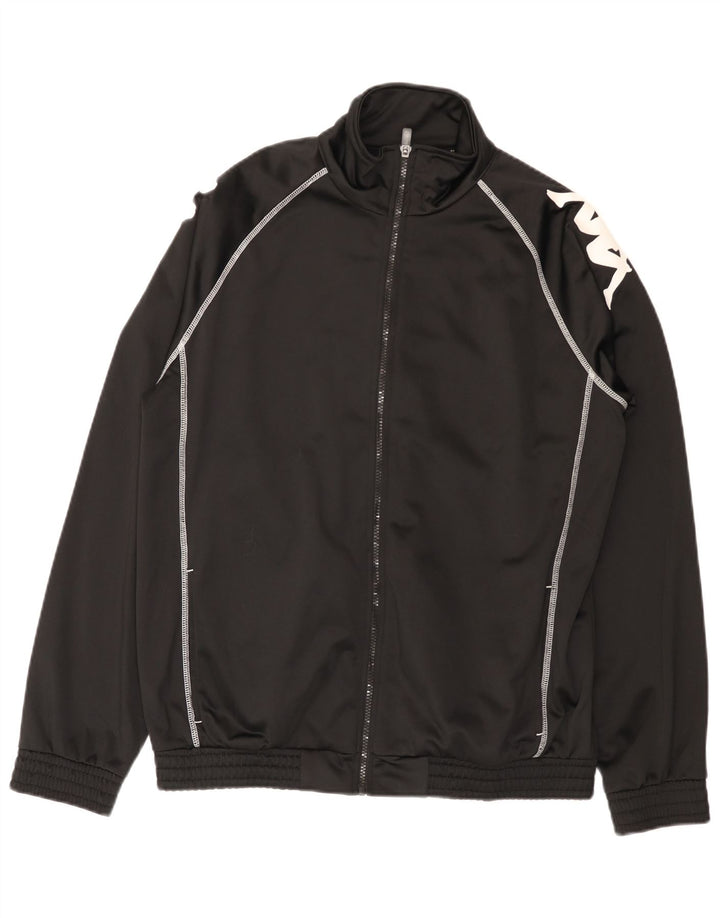 Kappa Mens Graphic Tracksuit Top Jacket Large Black Polyester