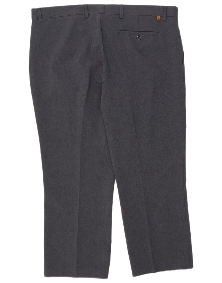 Farah Mens Straight Cropped Trousers W42 L27 Grey Polyester