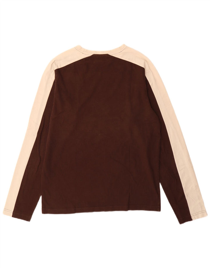 Kappa Mens Top Long Sleeve Medium Brown Colourblock Cotton