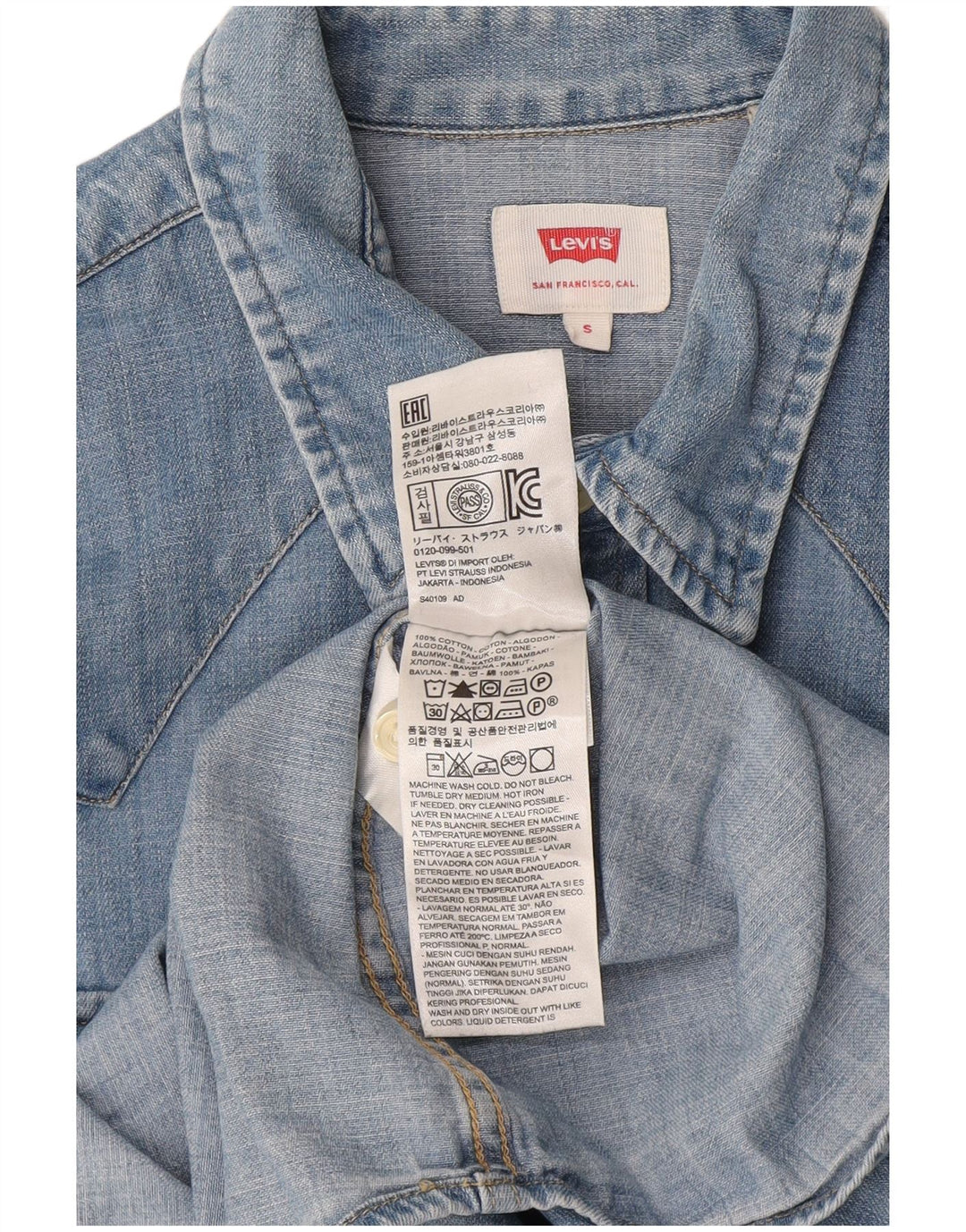 Levi's Mens Denim Shirt Small Blue Cotton Cowboy