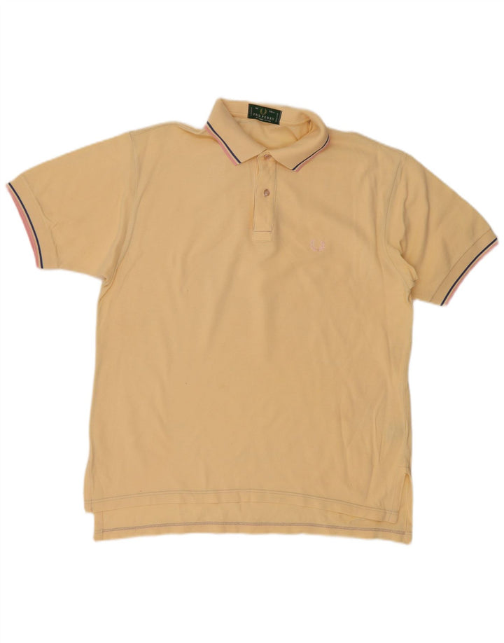 FRED PERRY Mens Polo Shirt Medium Beige Cotton