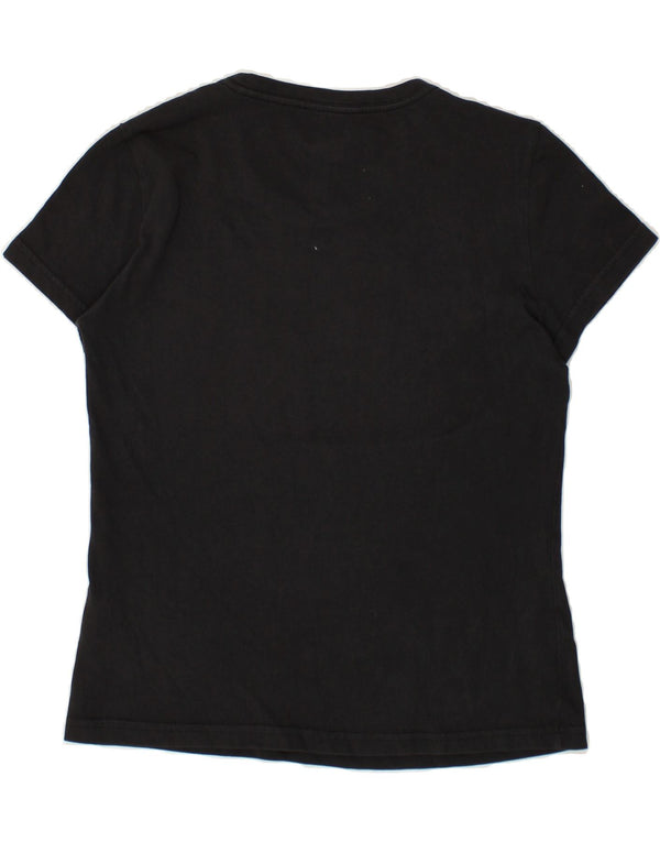 ADIDAS Womens Climalite Graphic T-Shirt Top UK 12/14 Medium Black Cotton