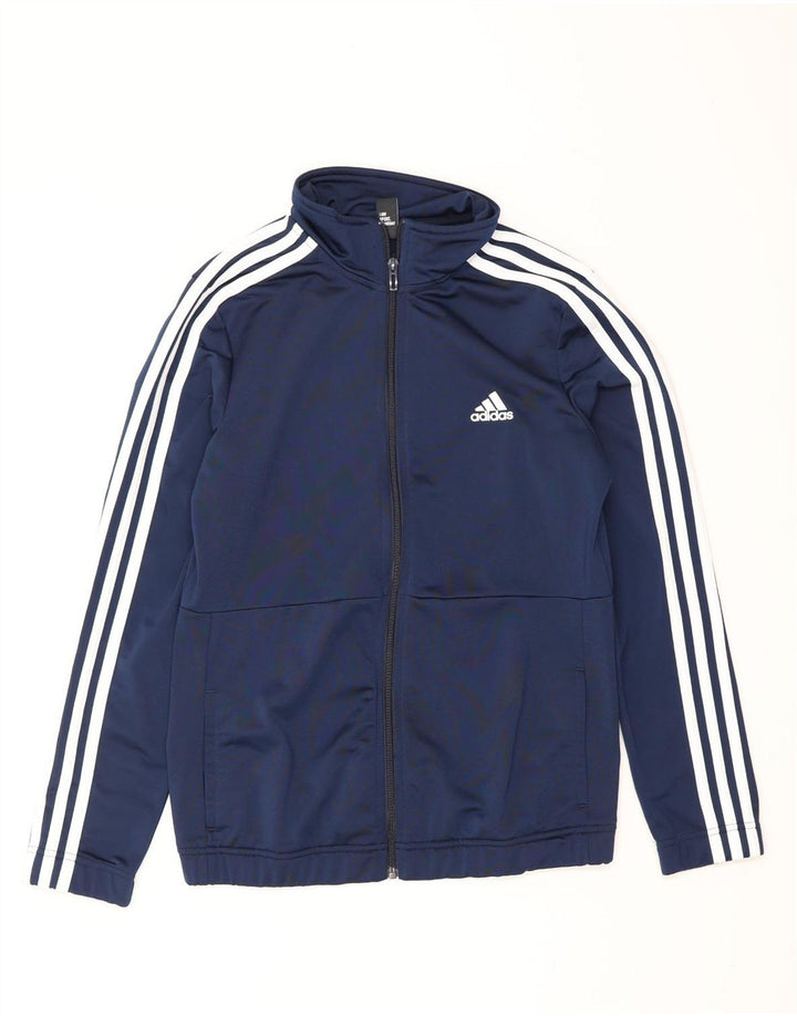 ADIDAS Womens Tracksuit Top Jacket UK 14 Medium Navy Blue