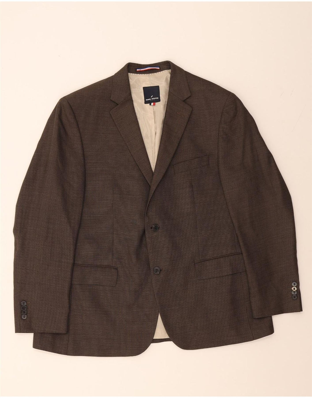 DANIEL HECHTER Mens 2 Button Blazer Jacket UK 42 XL Brown Wool Vintage Daniel Hechter and Second-Hand Daniel Hechter from Messina Hembry 