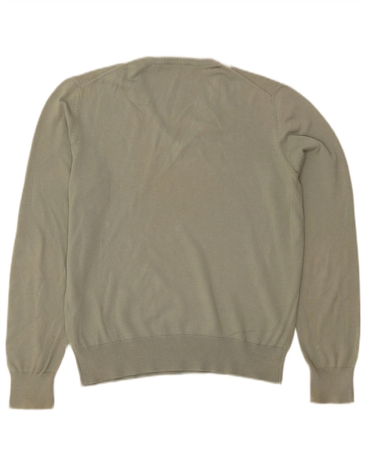 PRINGLE Womens V-Neck Jumper Sweater UK 14 Medium Khaki Argyle/Diamond