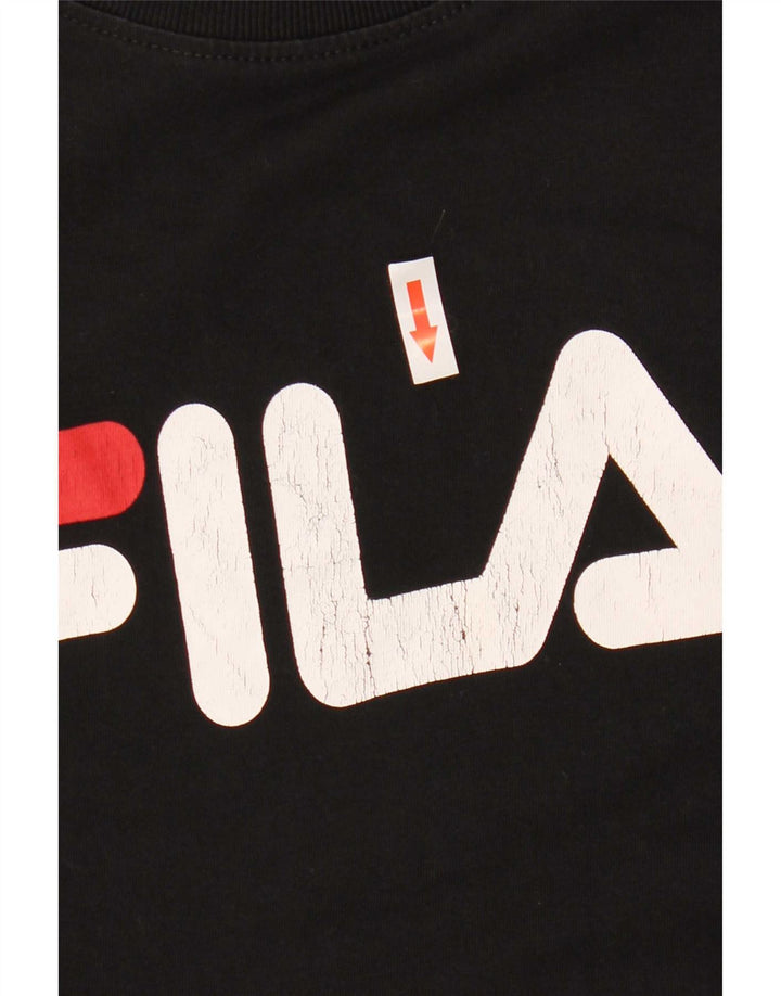 Fila Mens Graphic T-Shirt Top Medium Black Cotton