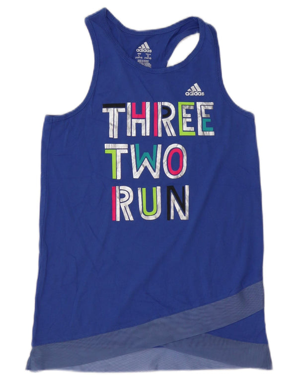 Adidas Girls Graphic Vest Top 12-13 Years Large Blue Cotton