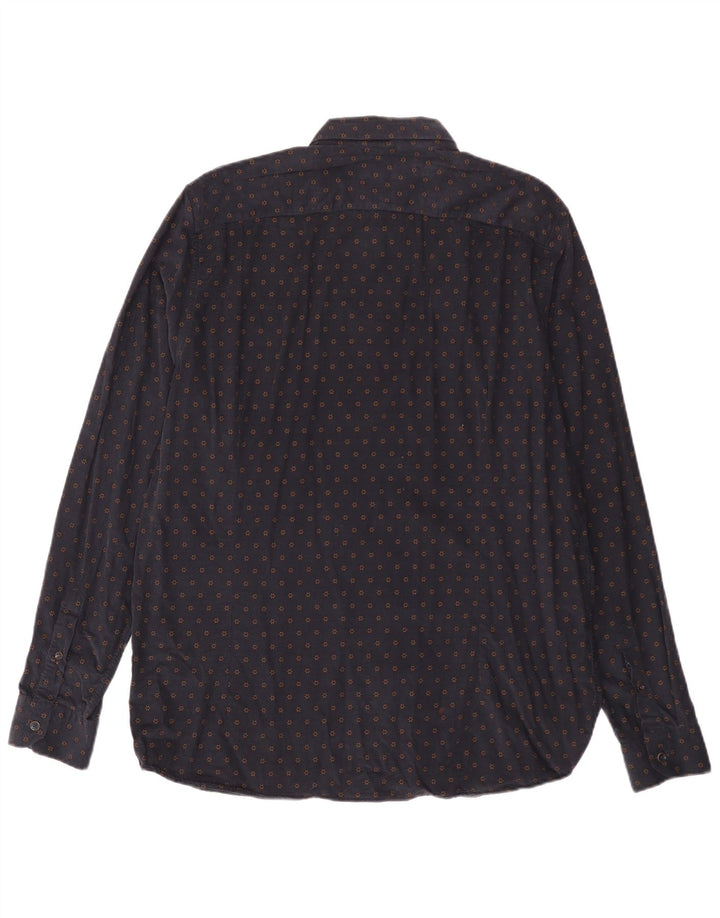 TED BAKER Mens Corduroy Shirt Size 6 2XL Navy Blue Floral Cotton