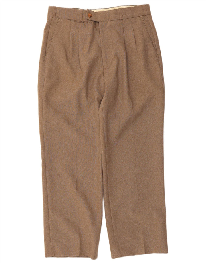 Farah Womens Straight Pegged Suit Trousers W32 L26 Beige Polyester