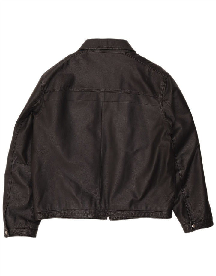 ANGELO LITRICO Mens Leather Jacket UK 42 XL Black Leather
