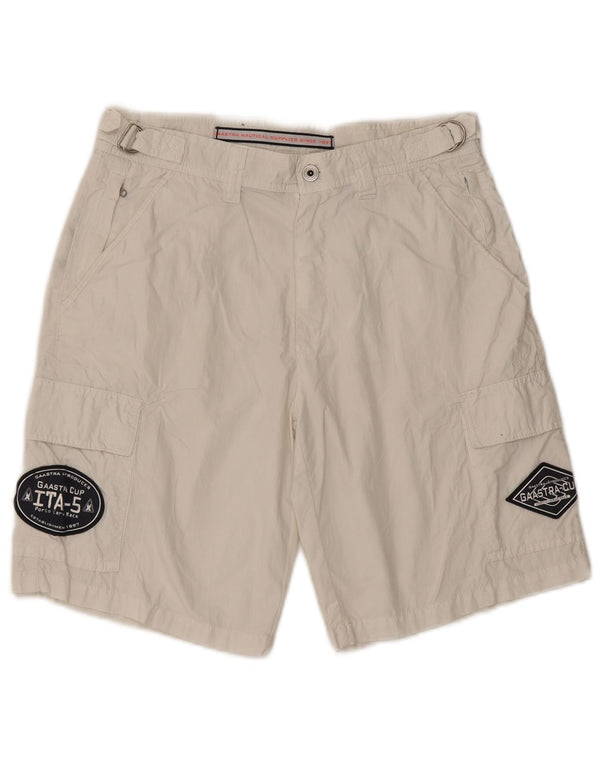Gaastra Mens Graphic Cargo Shorts Small W29 White Cotton