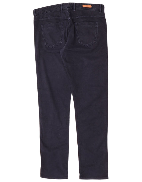 Massimo Dutti Mens Slim Fit Casual Trousers EU 44 Large W34 L33 Navy Blue