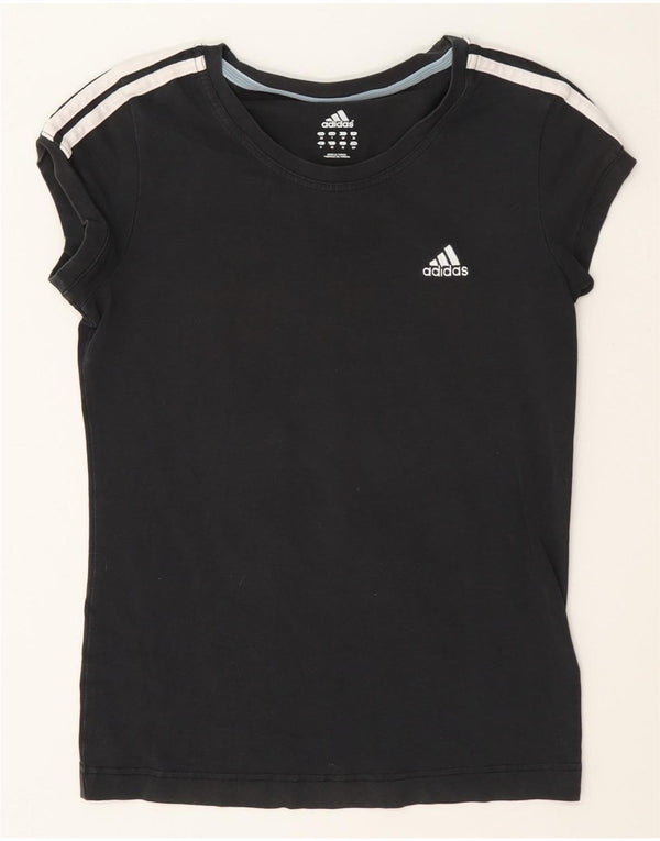 Adidas Womens T-Shirt Top UK 10 Small Black Cotton