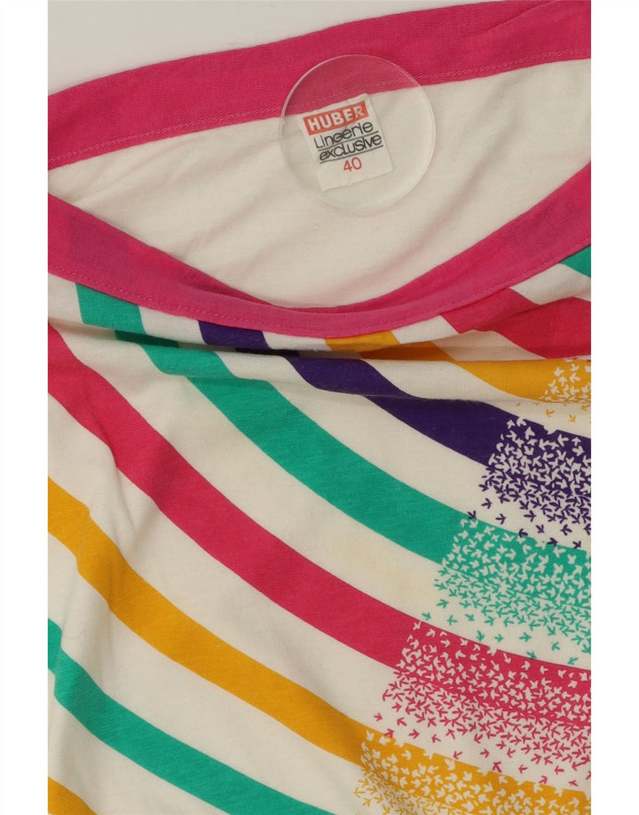 HUBER Womens Blouse Top IT 40 Medium White Striped Vintage Huber and Second-Hand Huber from Messina Hembry 