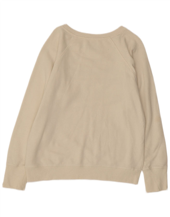 CHAMPION Womens Graphic Sweatshirt Jumper UK 14 Medium Off White Cotton