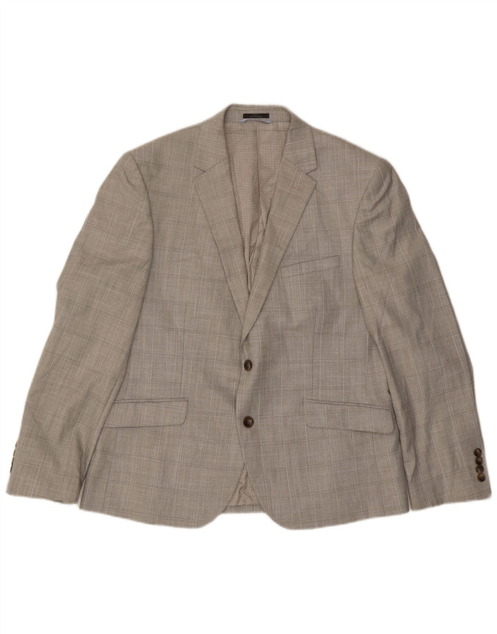 Marks & Spencer Mens Tailored 2 Button Blazer Jacket UK 42 Large Grey Check