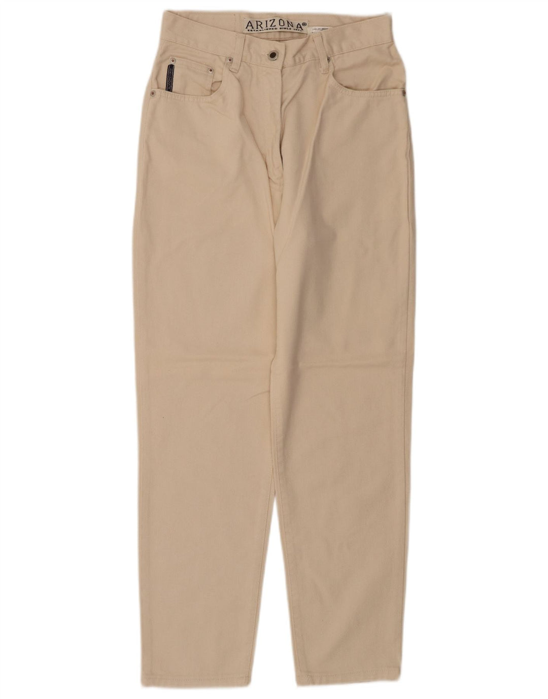 ARIZONA Womens High Waist Tapered Casual Trousers W28 L28 Beige Cotton