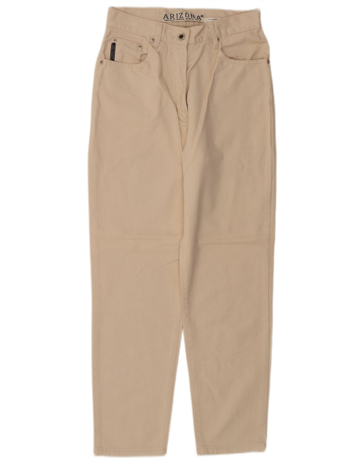 ARIZONA Womens High Waist Tapered Casual Trousers W28 L28 Beige Cotton