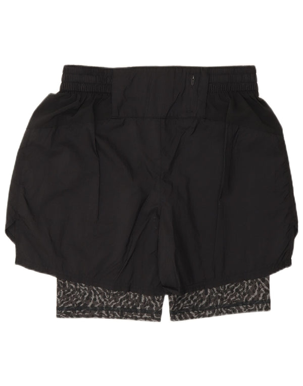 Puma Womens Sport Shorts UK 12 Medium  Black Animal Print Nylon