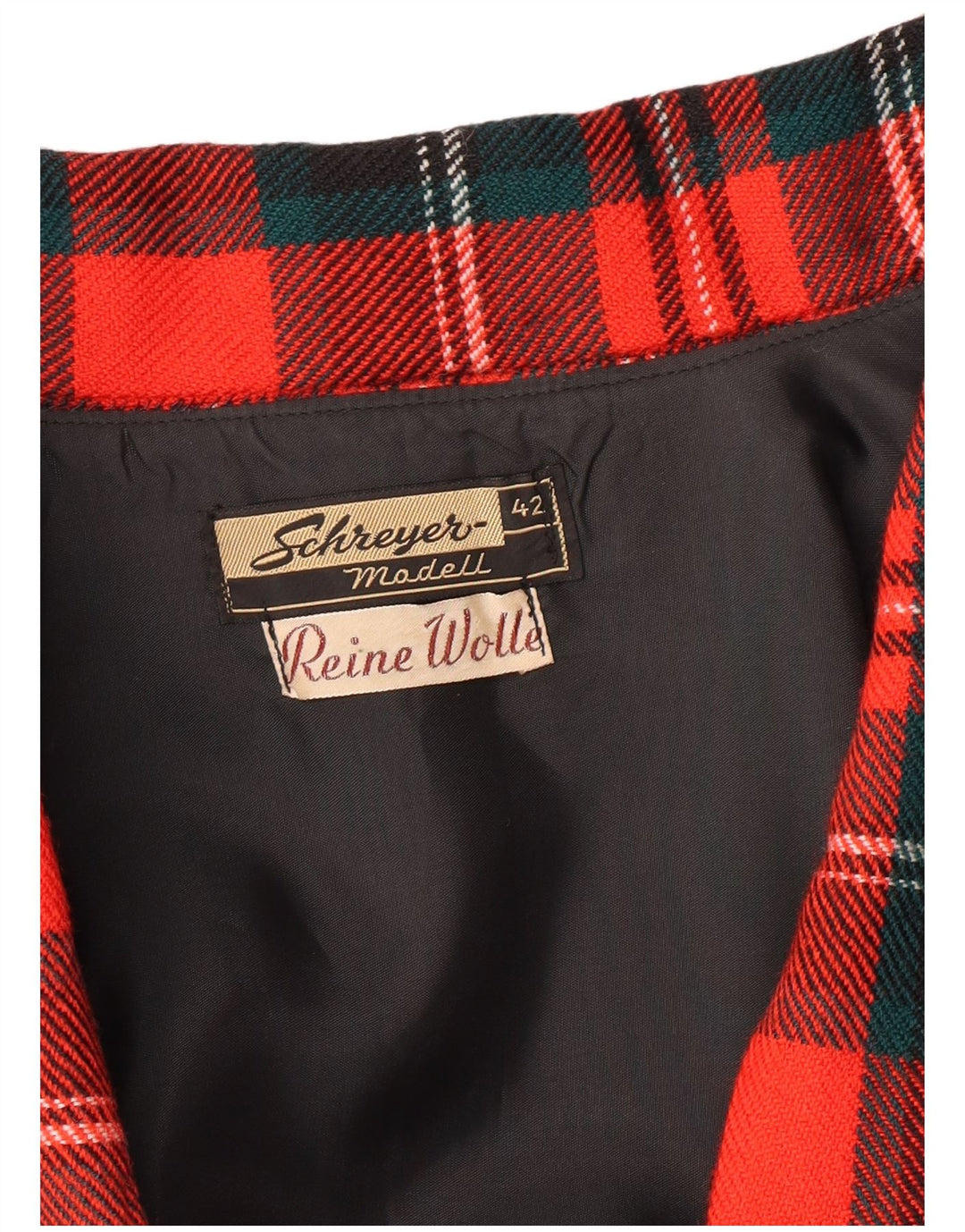 VINTAGE Womens 2 Piece Skirt Set EU 42 Large W28 L23 Red Check Wool