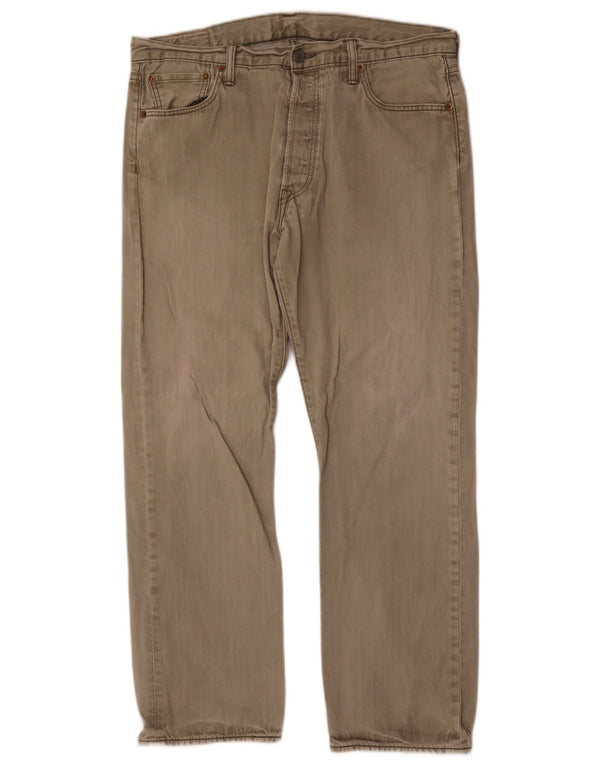 Levi's Mens 501 Straight Casual Trousers W36 L30 Khaki Cotton