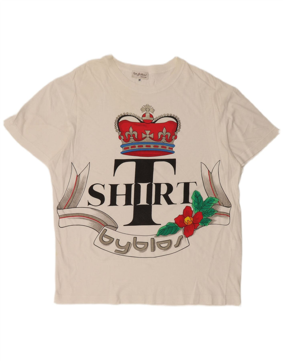 Byblos Womens Graphic T-Shirt Top UK 14 Medium White